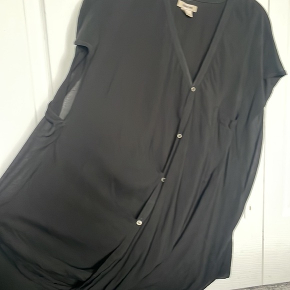 Helmut Lang sheer short sleeve asymmetrical blouse M - Picture 6 of 8